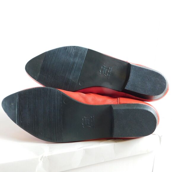 Vintage 80s Red Genuine Leather Slouch Boots Women’s 7.5 Flats, Cuffable NEW - Picture 3 of 13